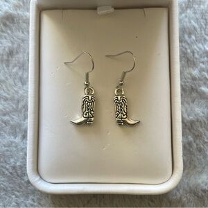 Silver Cowboy Boot Earrings